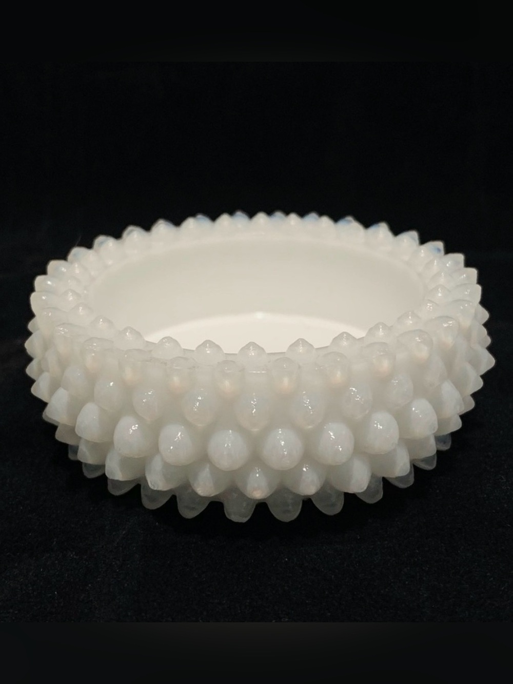 White Opalescent Hobnail Milk Glass Salt Cellar - Picture 4 of 8